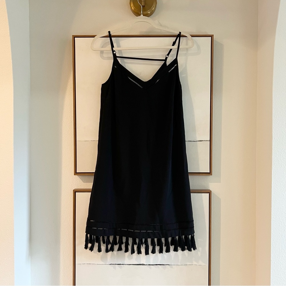 Gianni Bini Black Fringe Shift Dress - XS